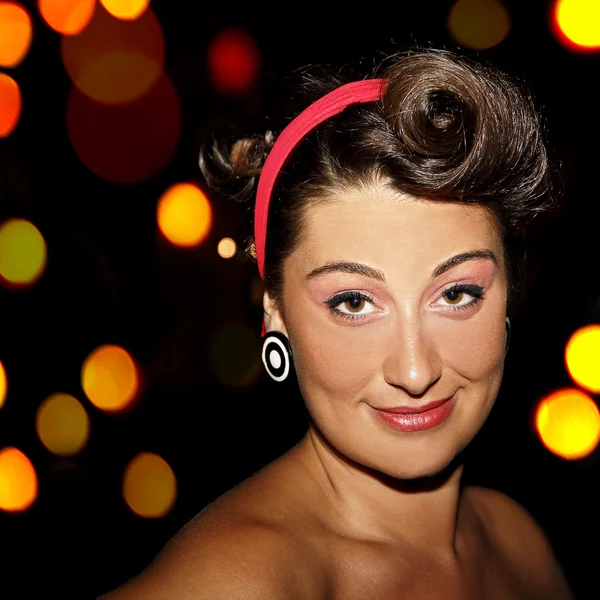 Beauty woman at 50's night party — Stock Photo, Image