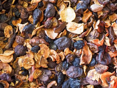 Kurumuş elma, armut, kuru erik kompostosu.