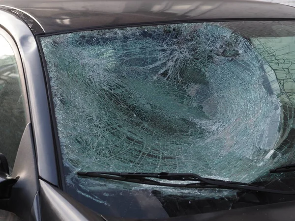 Car Road Accident Cracked Windshield — Stock Photo, Image
