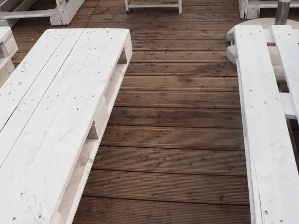 Floor Summer Outdoor Cafe Made Wooden Boards — Foto Stock