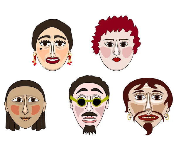 Cinco máscaras — Fotografia de Stock