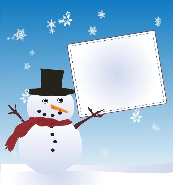 Snow Man with Message Board — Stock Photo, Image