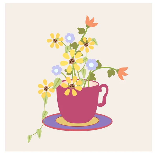 Cup of  Flowers — Stock Photo, Image