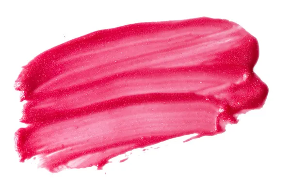 Lippenstift-Schmiermuster auf weißem Hintergrund — Stockfoto
