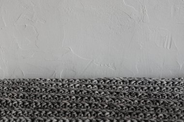 Gri örgü tekstili. yumuşak odak