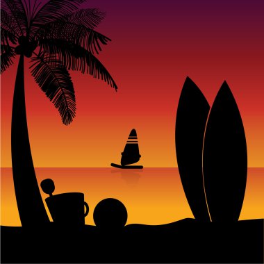 Surf tablolar siluet