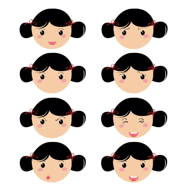 Girl expresion icons — Stock Vector