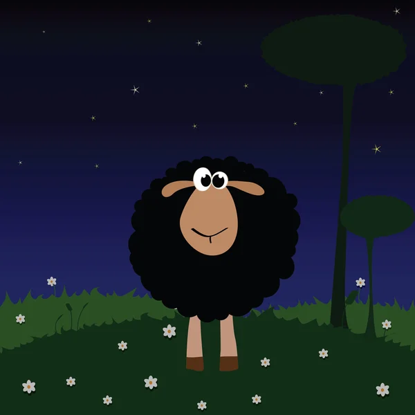 真夜中の羊 — ストックベクタ