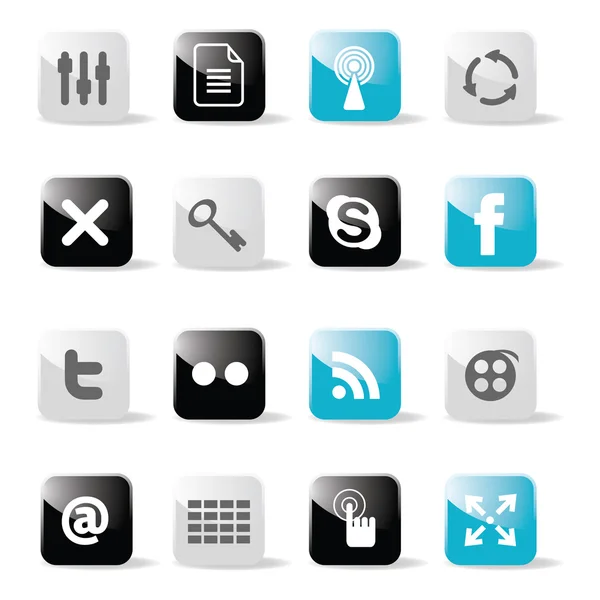 Ikoner för sociala medier — Stock vektor