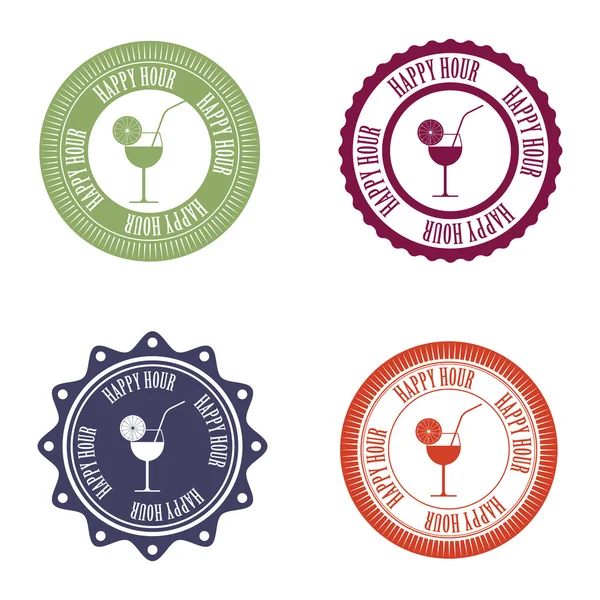 Happy hour labels — Stock Vector