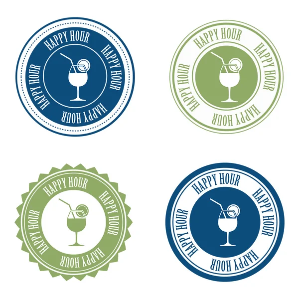 Happy hour labels — Stock Vector