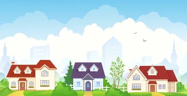 Summer suburb — Stock Illustration Summer suburb Stock Illustration