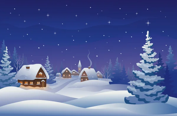 Christmas night village Royalty Free Stock Illustrations