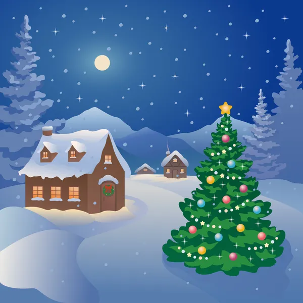Christmas mountain village Vector Graphics