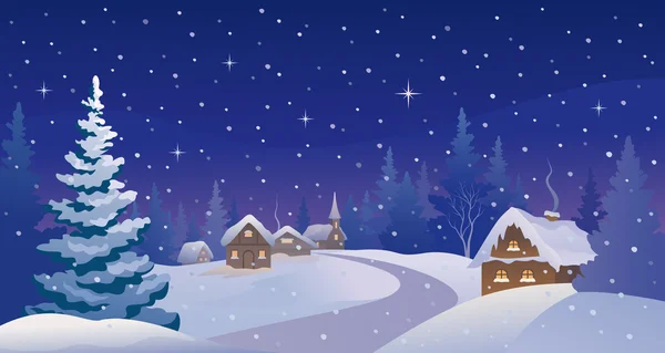 Winter night village Royalty Free Stock Illustrations