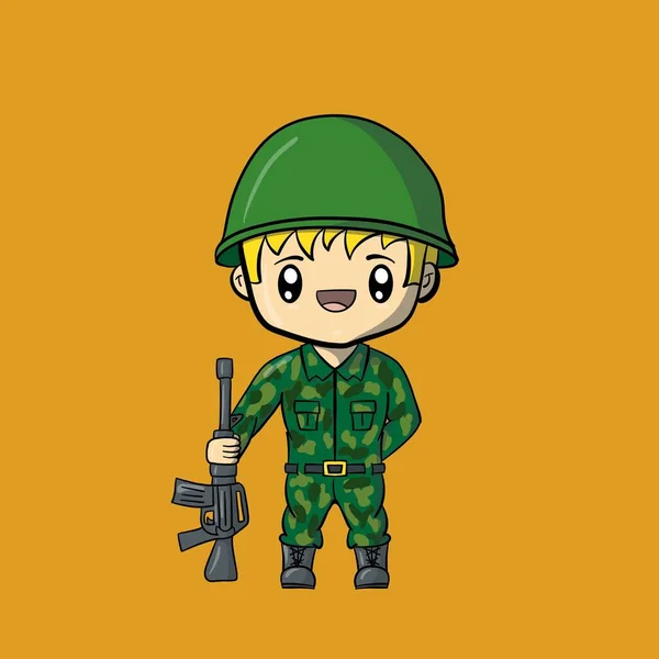 Kawaii style soldier color illustration — Stock Photo, Image