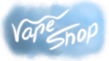 Vape store design element, brush of light on blue cloud. illustration 
