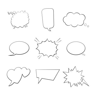 Beyazlı komik konuşma baloncukları. Vektör illüstrasyonu