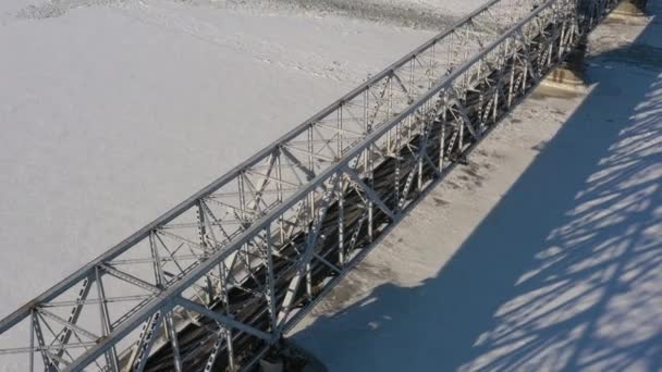 Arkhangelsk Russia March 2021 Top View Winter Iron Bridge City — Stock Video
