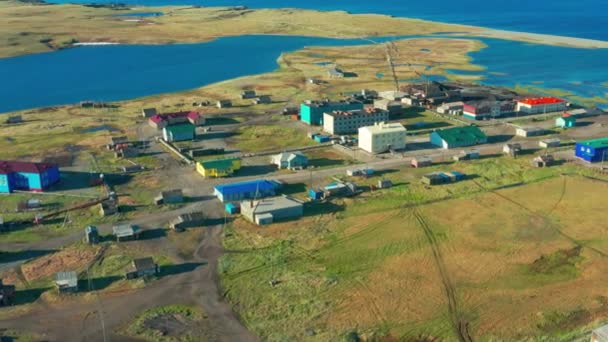 Konergino Región Chukchi Rusia Junio 2020 Vista Asentamiento Desde Arriba — Vídeos de Stock