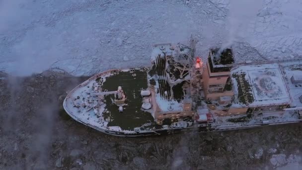 Сабетта Россия Января 2021 Года Ледокол Выходит Лед — стоковое видео