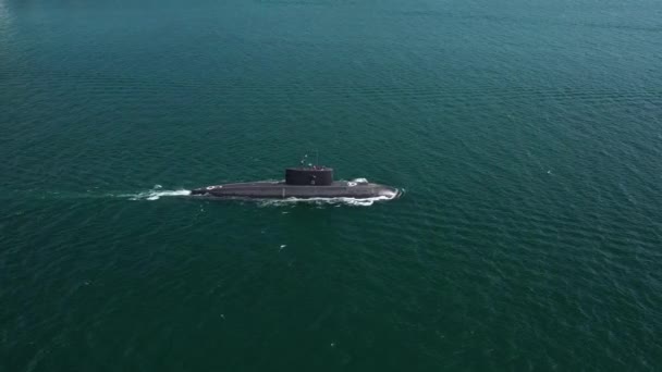 Владивосток Россия Августа 2021 Года Море Плавает Подводная Лодка — стоковое видео