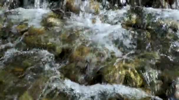 Proud Vody Skalnaté Dno Řeky — Stock video