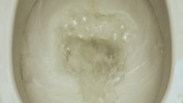 Spoeling Van Het Toilet Werd Van Dichtbij Gefilmd — Stockvideo