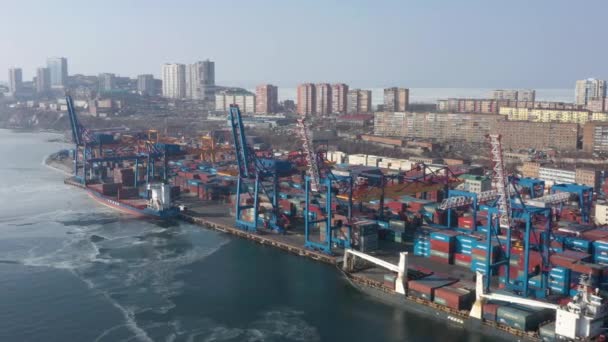 Vladivostok Rusia Enero 2022 Una Vista Superior Terminal Contenedores Del — Vídeos de Stock