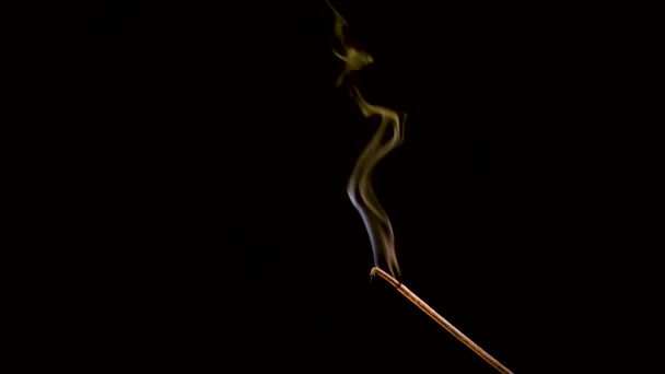 Aroma Stick Burns Smokes Colored Smoke Filmed Slow Motion Close — Video Stock