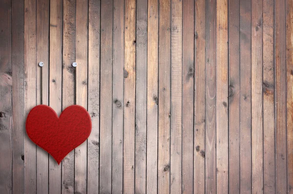 Love Valentine heart and grunge wooden background — Stock Photo, Image