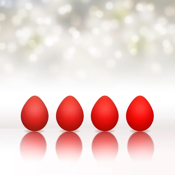 Sfondo pasquale con uova rosse e bokeh — Foto Stock