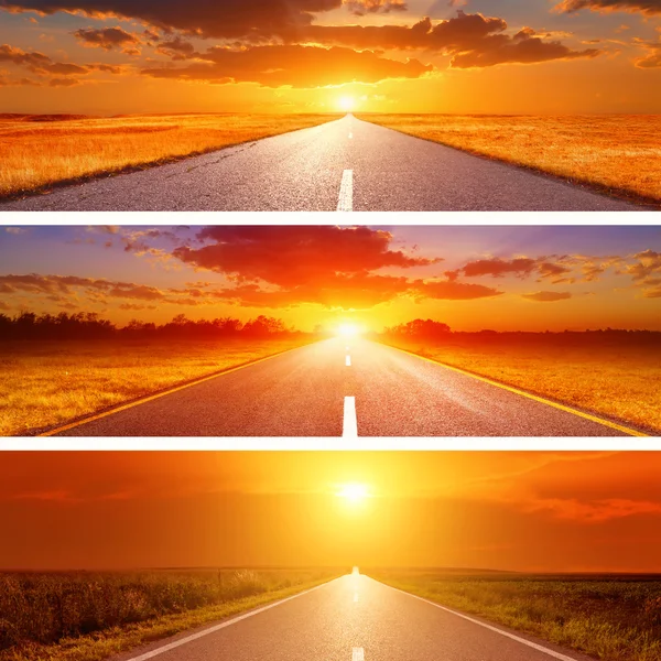 Set o the three summer roads for banners — Stock Photo, Image