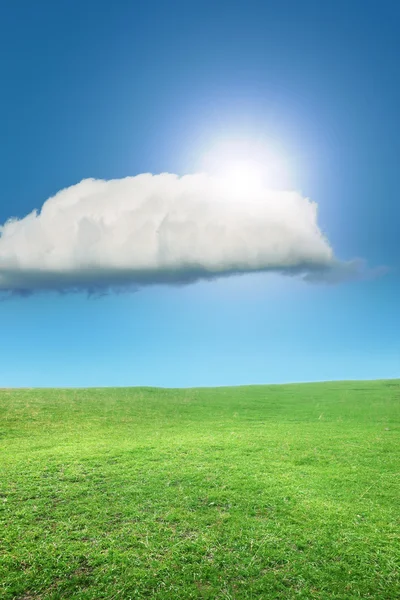 Sonnenlicht über der Bergwiese - idyllische Landschaft — Stockfoto