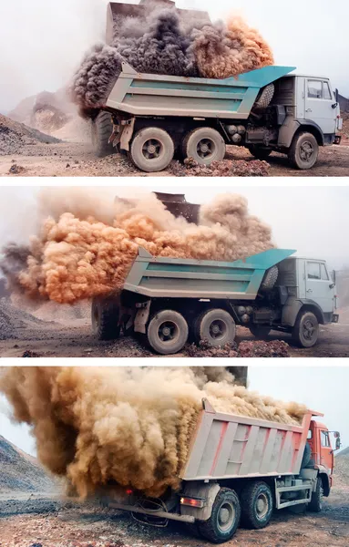 Bannière Explosion de poussière lors du chargement du camion à la mine — Photo