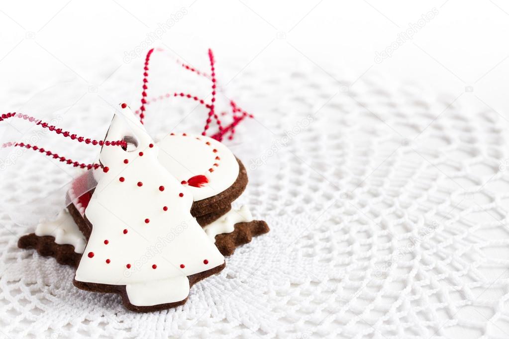 Beautiful christmas cookies decorated with royal icing.