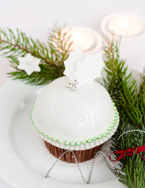 Prachtige Kerstmis cupcake — Stockfoto