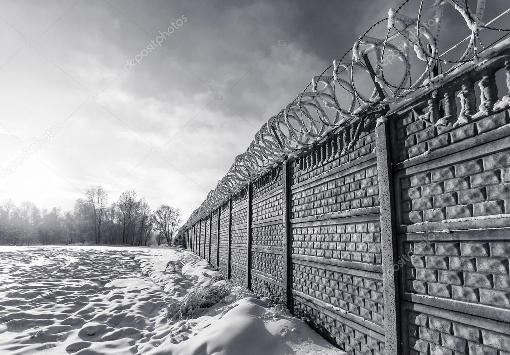 Old prison wall in Siberia