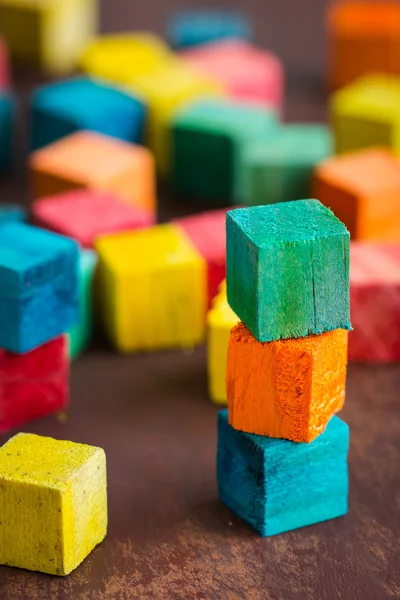 Colorful wooden building blocks — Stock Photo, Image