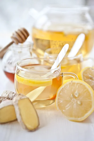 Ginger lemon tea and honey — Stock Photo, Image