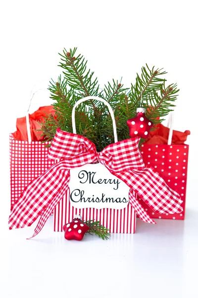 Christmas presents in red and green — Stock Photo, Image
