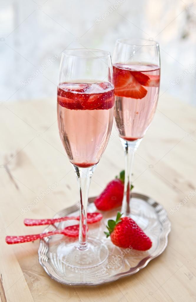 champagne y fresas