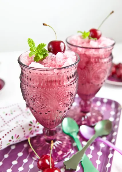 Cold sorbet with cherries — Stock Photo, Image