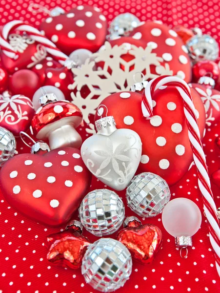 Christmas decoration in red and white — Stock Photo, Image