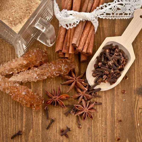 Various spices and sugar — Stock Photo, Image