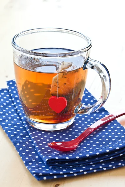 Hot tea in a glass mug — Stock Photo, Image