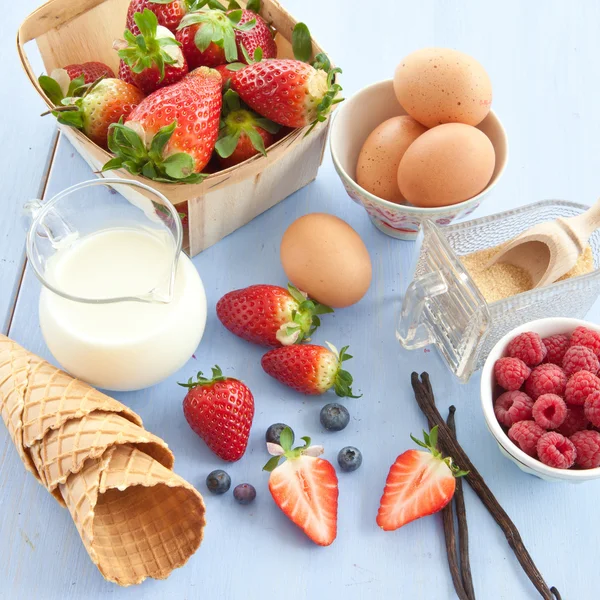 Ingredients for preparing ice cream — Stock Photo, Image