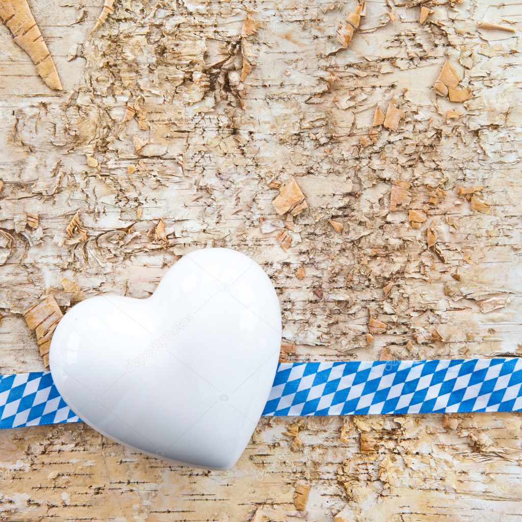 Rustic background with white and blue ribbon