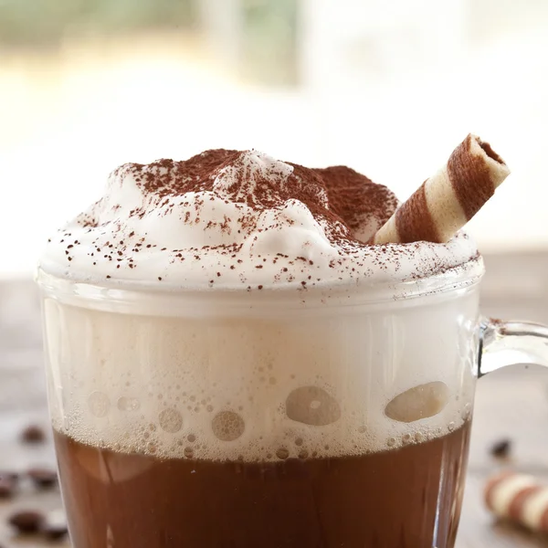 Cup of coffee with creamy milk foam — Stock Photo, Image