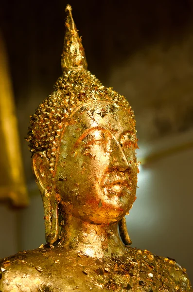 Goldbuddhas Kopf Nahaufnahme — Stockfoto